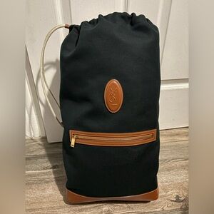 Black and Brown Drawstring Sling Backpack